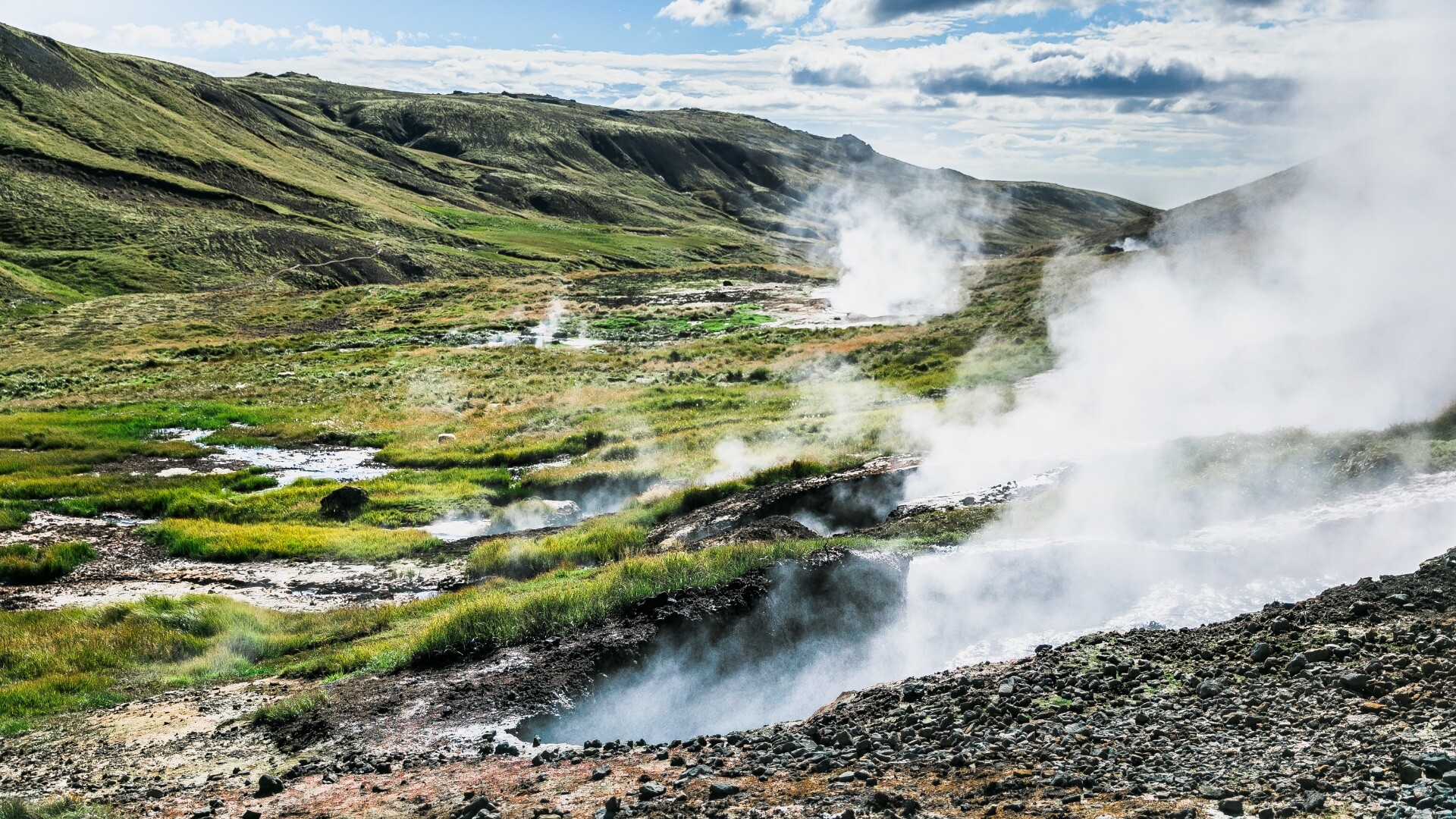 Landscape showing natural hot springs